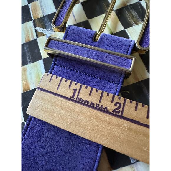 Vintage Morgan Taylor Women\'s Suede Belt purple gold Buckle sz m retro glam 39” main image 11
